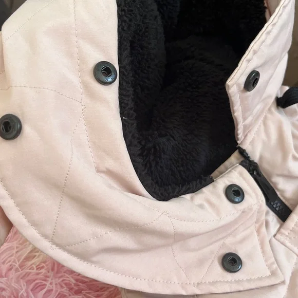 BCBGMaxAzria Pink Hooded Puffer Black Details Winter Coat Jacket XS - Picture 13 of 16